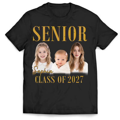 From Little Dreams to Senior Year - Personalized T-Shirt, Custom Name and Photo Shirt, Class of 2027 Graduation Tee, Senior Girl Gift, Graduation Keepsake