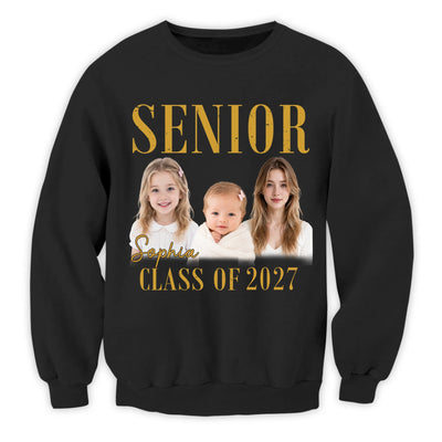 From Little Dreams to Senior Year - Personalized T-Shirt, Custom Name and Photo Shirt, Class of 2027 Graduation Tee, Senior Girl Gift, Graduation Keepsake