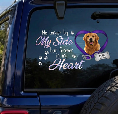 No Longer By My Side But Forever In Heart - Personalized Decal, Memorial Gift For Loss Of Pet