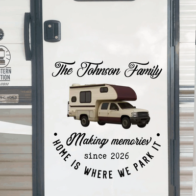 Home Is Where We Park - Personalized Decal, Gift For Camping Lovers, Camping Decal