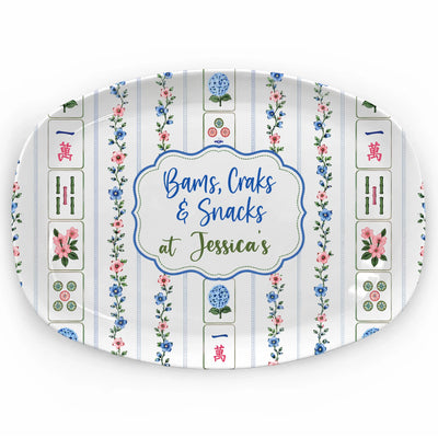 Bams, Cracks & Snacks - Personalized Platter, Game Night, Mahjong Gifts, Mahj Girls Party Decor, Mahjong Dessert Plate