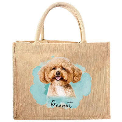 Custom Pet Photo With Colorful Background - Personalized Jute Tote Bag, Pet Stuff Tote Bag - JTB59UP