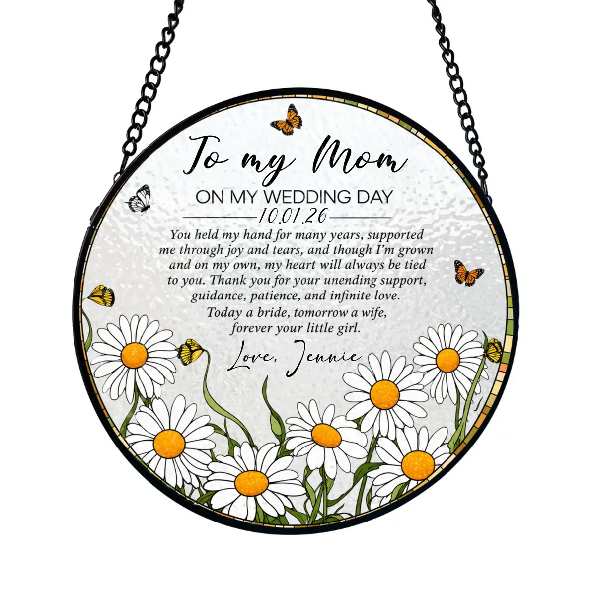 Today a Bride, Forever Your Little Girl - Personalized Window Stained Glass, Custom Mom Wedding Gift, Mother Daughter Keepsake, Bride Gift for Mom