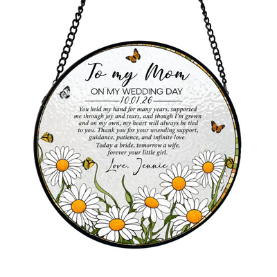 Today a Bride, Forever Your Little Girl - Personalized Window Stained Glass, Custom Mom Wedding Gift, Mother Daughter Keepsake, Bride Gift for Mom