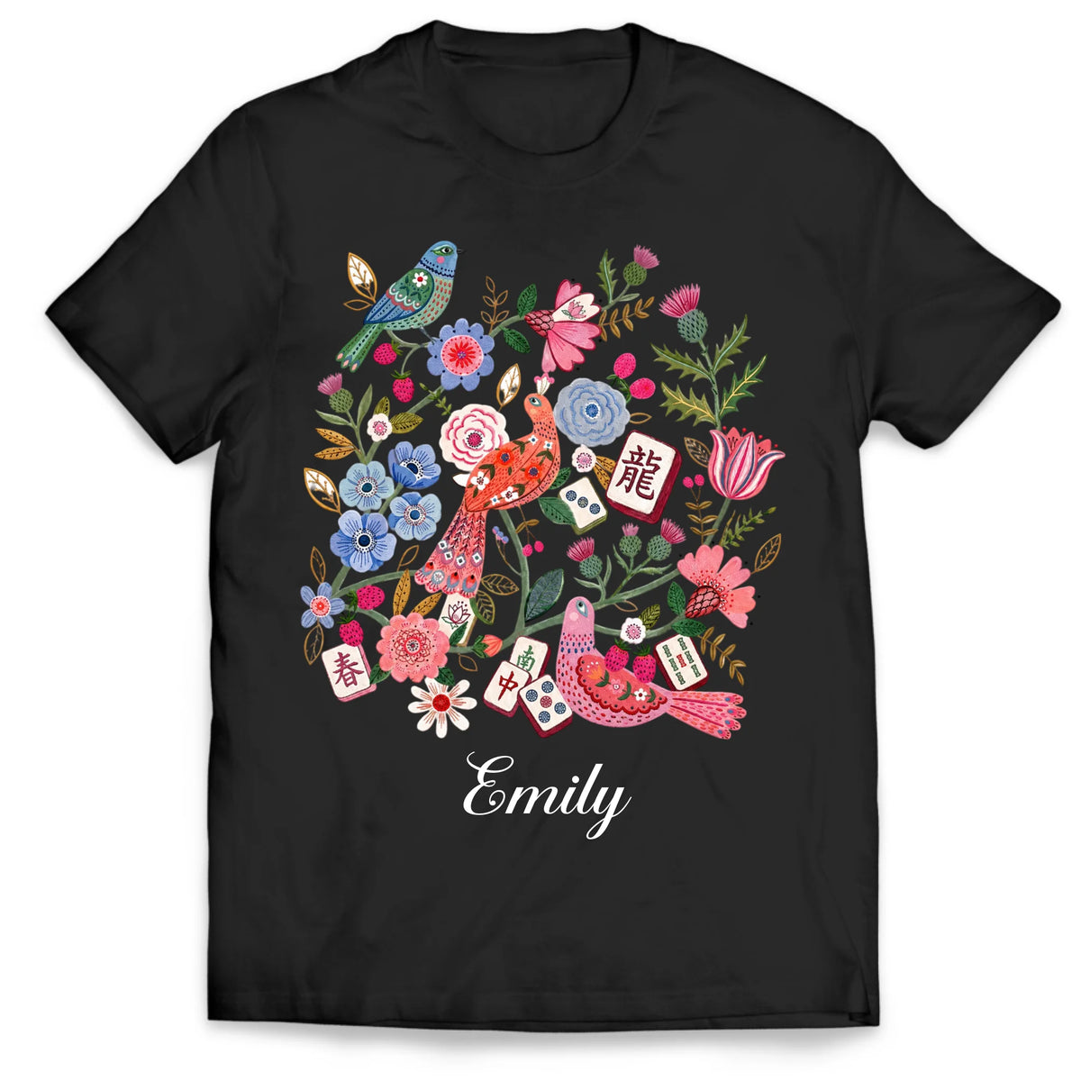 Floral Mahjong - Personalzied Shirt, Crack Dot Bam Subtle Tiles, Mahj Crew Group Shirt, Mahjong Lovers Gift, Girls Game Night Shirt