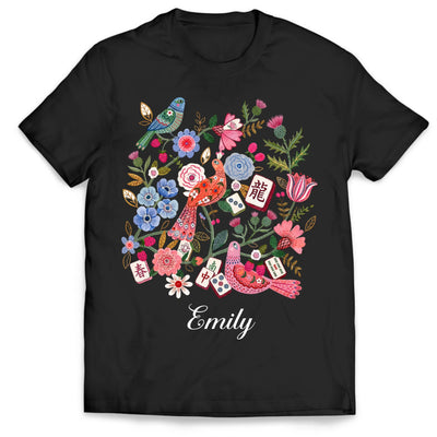 Floral Mahjong - Personalzied Shirt, Crack Dot Bam Subtle Tiles, Mahj Crew Group Shirt, Mahjong Lovers Gift, Girls Game Night Shirt