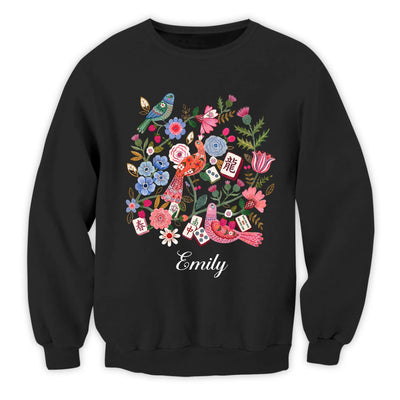 Floral Mahjong - Personalzied Shirt, Crack Dot Bam Subtle Tiles, Mahj Crew Group Shirt, Mahjong Lovers Gift, Girls Game Night Shirt