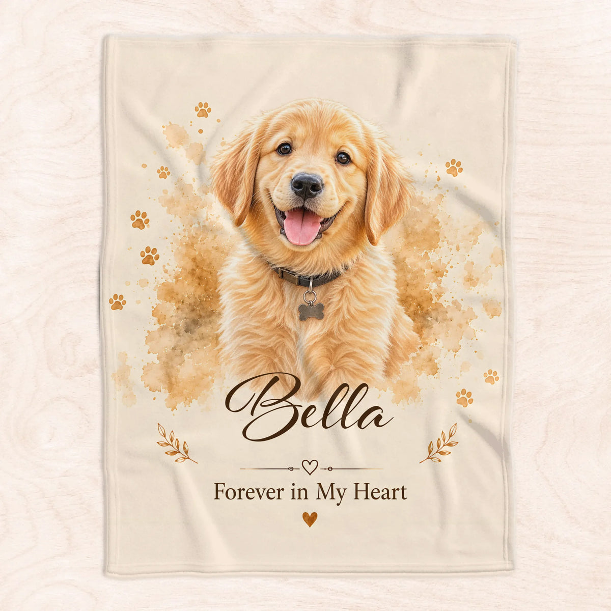 Forever My Best Friend - Personalized Blanket, Watercolor Pet Memorial Blanket, Dog Cat Remembrance Gift