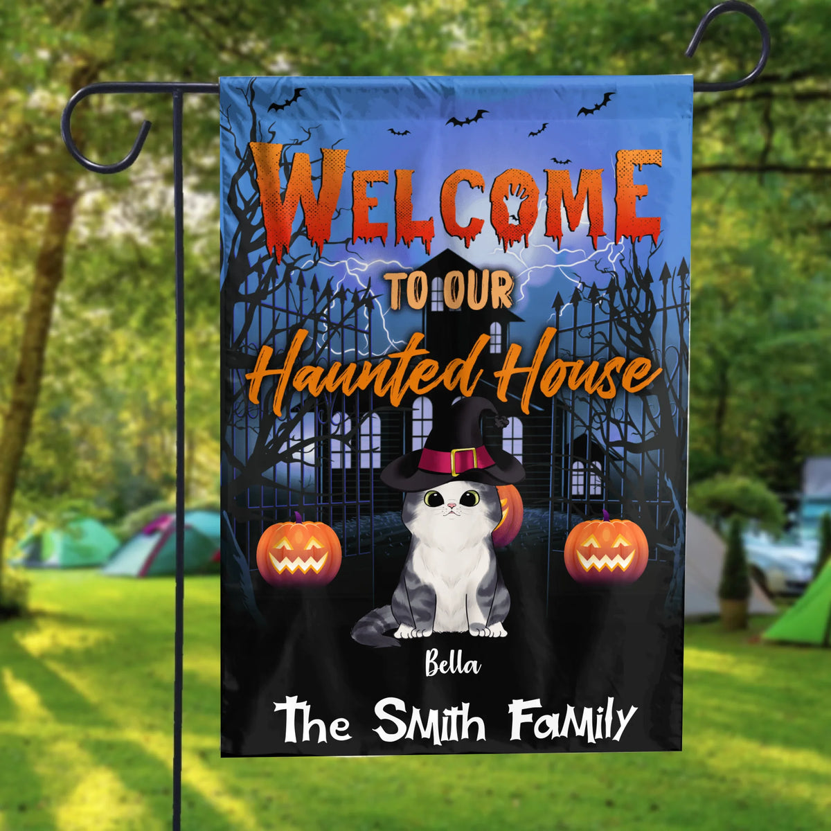 Welcome To Our Haunted House - Personalized Flag