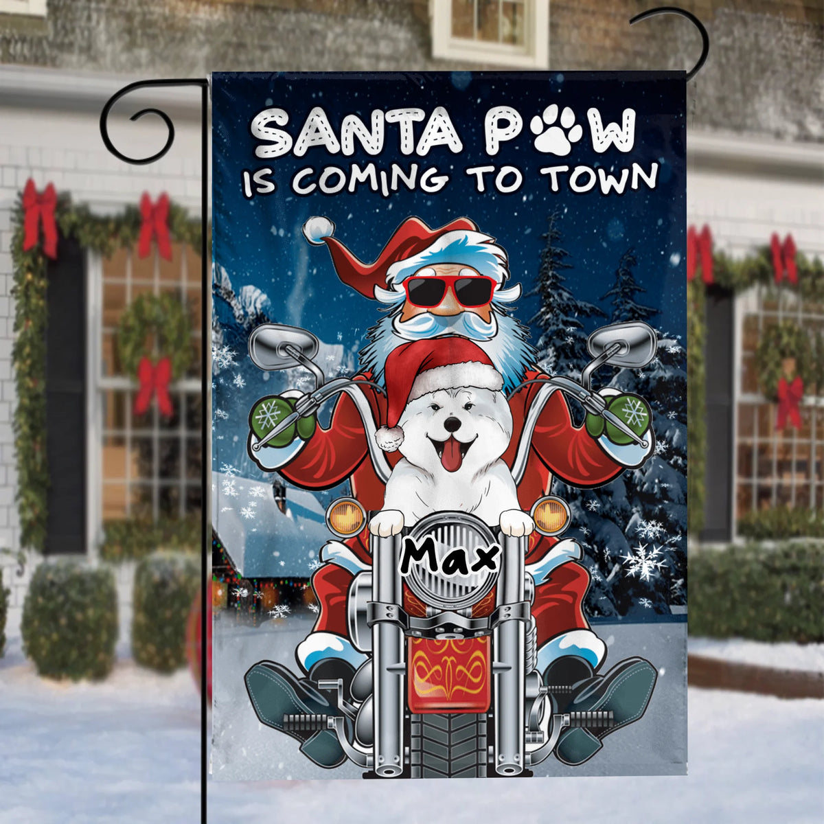 Santa Paw Is Coming To Town, Personalized Dog Christmas, Funny Garden Flag