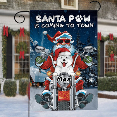 Santa Paw Is Coming To Town, Personalized Dog Christmas, Funny Garden Flag