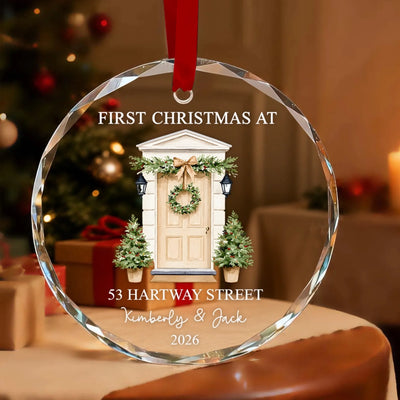 Christmas Together In New Home - Personalized Glass Ornament, New Home Ornament, Gift For Couple, Family