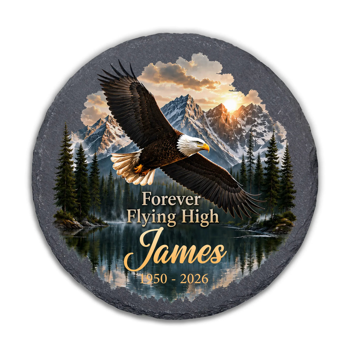 Forever Flying High - Personalized Memorial Stone, Eagle Sympathy Gift, In Loving Memory Keepsake