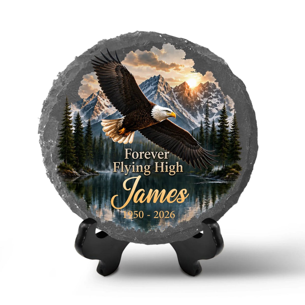 Forever Flying High - Personalized Memorial Stone, Eagle Sympathy Gift, In Loving Memory Keepsake