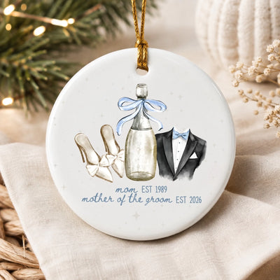 To My Mom - Personalized Ceramic Ornament, Mother Gift for Mother of the Bride, Custom Ornament from Bride, Gift From Daughter, Wedding Keepsake for Mom