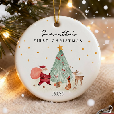 Baby's First Christmas - Personalized Ceramic Ornament, Keepsake Christmas, Newborn Baby 1st Christmas Ornament, Baby Shower Gift