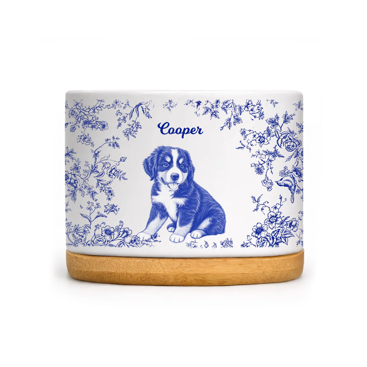 Toile De Jouy Flower Pet - Personalized Plant Pot, Custom Pet Flower Pot, Personalized Pet Memorial Planter