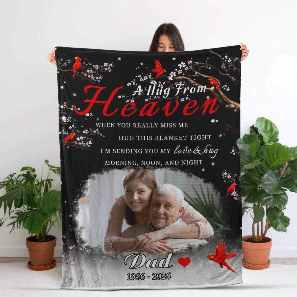 Love Never Leaves Us - Personalized Blanket, Custom Memorial Photo Blanket, Sympathy Gift