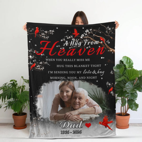 Love Never Leaves Us - Personalized Blanket, Custom Memorial Photo Blanket, Sympathy Gift