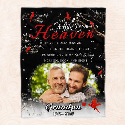 Love Never Leaves Us - Personalized Blanket, Custom Memorial Photo Blanket, Sympathy Gift