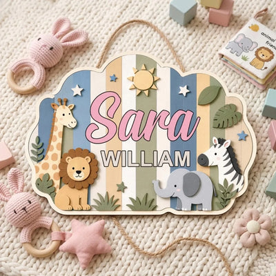 Ocean Animals Nursery Name – Personalized Wooden Sign, Custom Baby Wall Sign