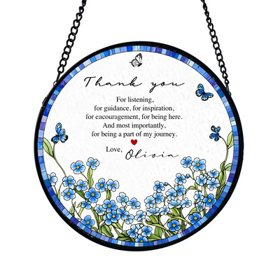 Thank You Mentor - Personalized Window Suncatcher, Thank You Suncatcher Gift For Mentor, Floral Window Hanging Keepsake, Appreciation Suncatcher