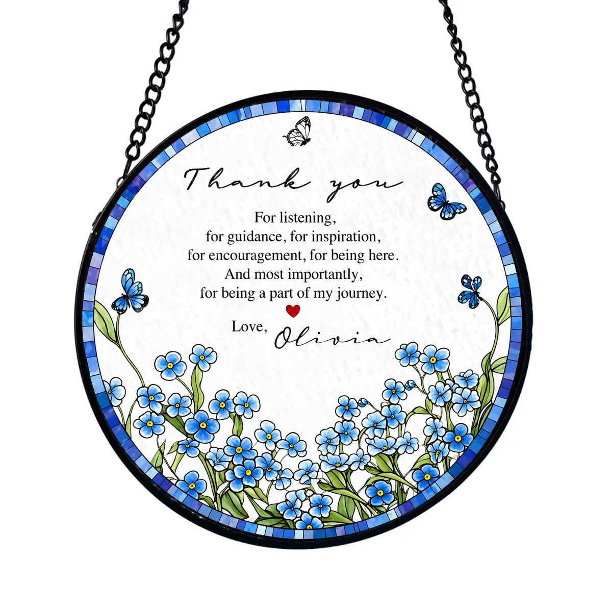 Thank You Mentor - Personalized Window Suncatcher, Thank You Suncatcher Gift For Mentor, Floral Window Hanging Keepsake, Appreciation Suncatcher