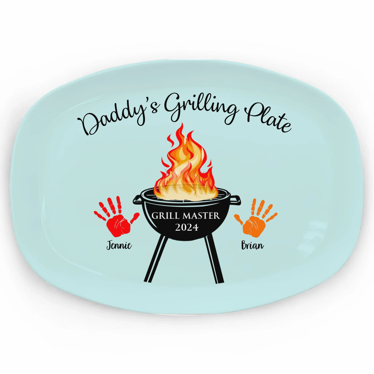 Daddy's Grilling Plate - Personalized Platter, Gift For Dad, Daddy's Gift, Plate for Daddy or Grandpa - PL02