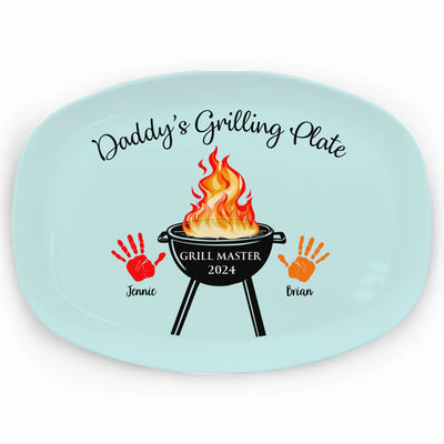 Daddy's Grilling Plate - Personalized Platter, Gift For Dad, Daddy's Gift, Plate for Daddy or Grandpa - PL02