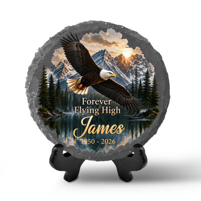 Forever Flying High - Personalized Memorial Stone, Eagle Sympathy Gift, In Loving Memory Keepsake
