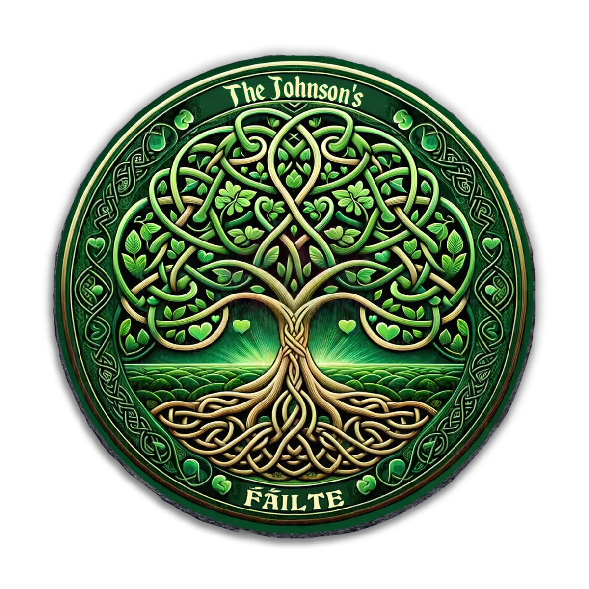 Fáilte Irish Welcome Sign, Celtic Tree of Life - Personalized Stone - 125MS05TL