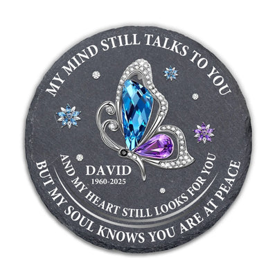 Cardinal Memorial Stone, My Mind Still Talks To You My Heart Still Looks For You - Personalized Memorial Stone, Memorial Gift