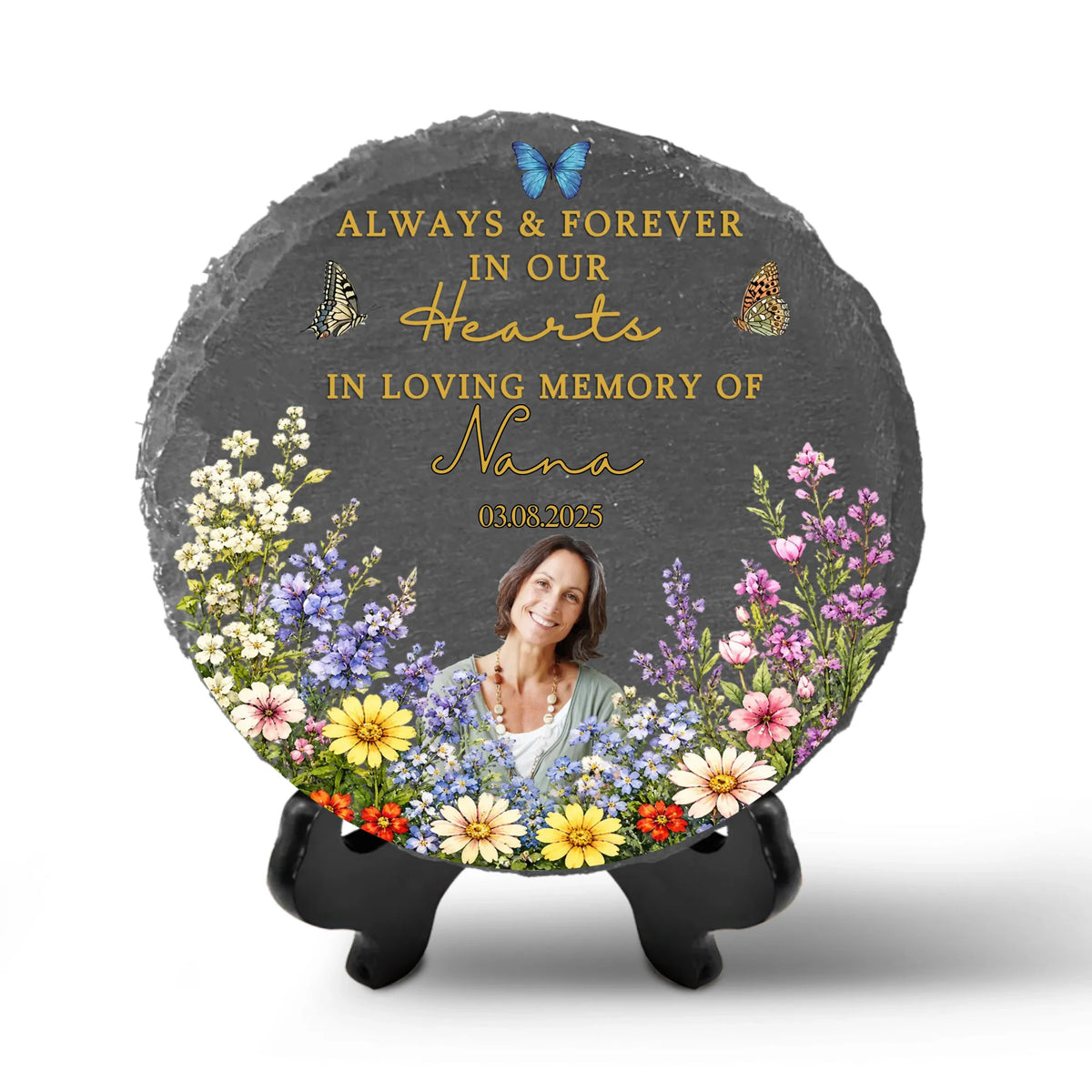 Always &amp; Forever In Our Hearts - Personalized Memorial Stone, Memorial Gift For Loss Of Loved One