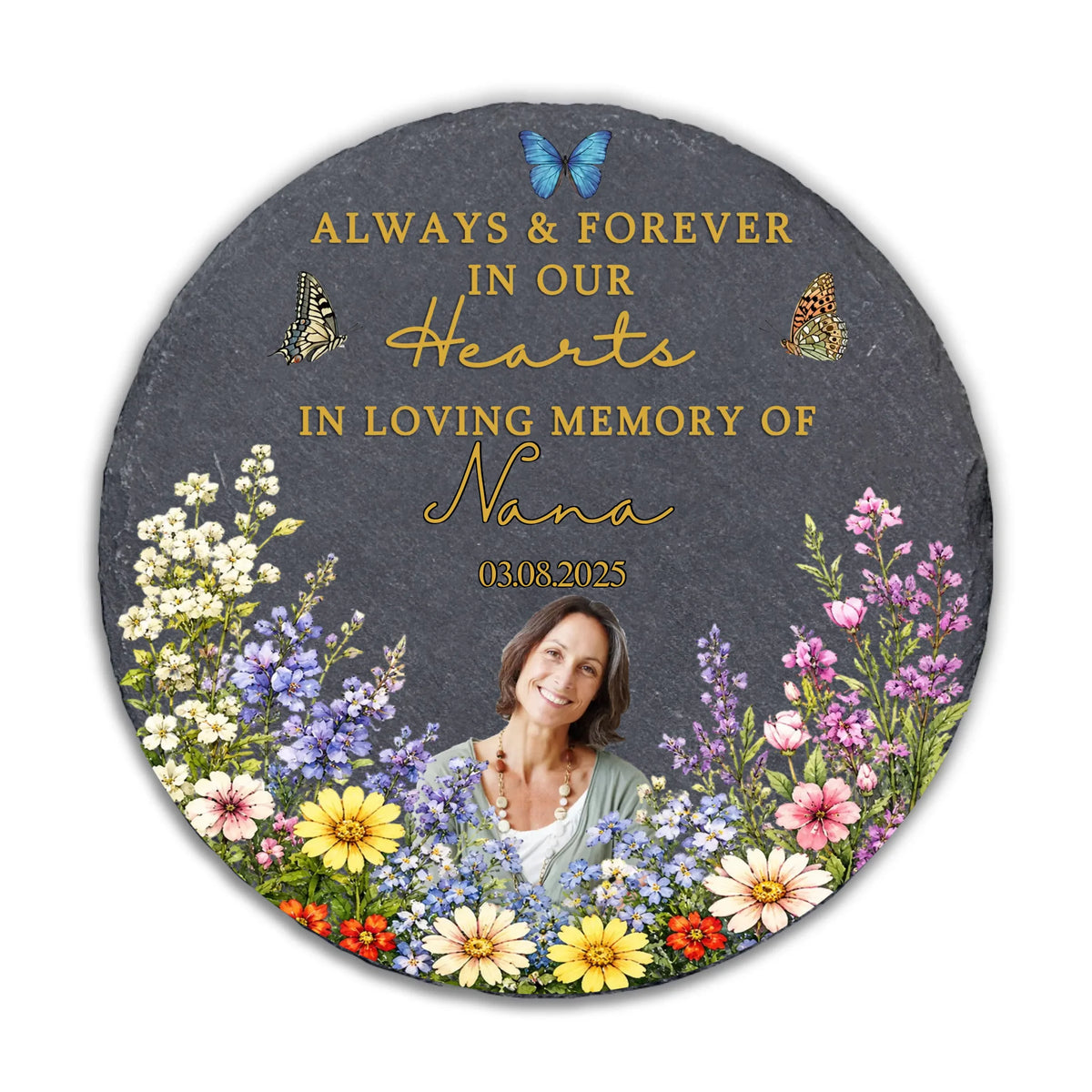 Always &amp; Forever In Our Hearts - Personalized Memorial Stone, Memorial Gift For Loss Of Loved One