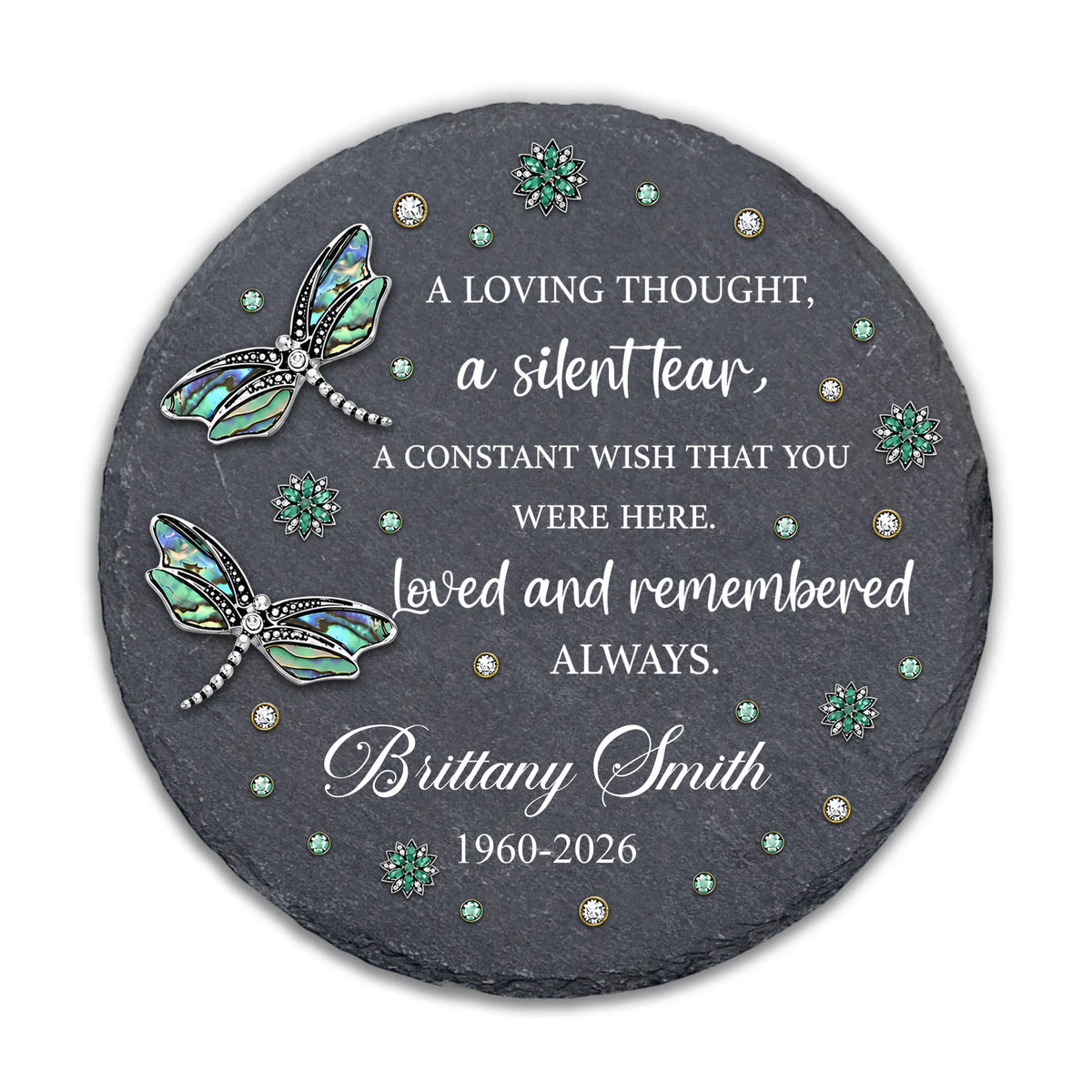 Dragonfly Remembrance - Personalized Stone, Personalized Loss of Mother Gift, In Memory Garden Stone Keepsake