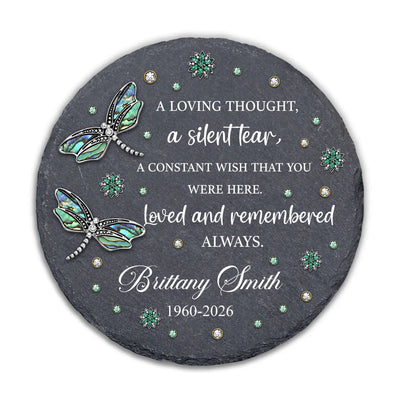 Dragonfly Remembrance - Personalized Stone, Personalized Loss of Mother Gift, In Memory Garden Stone Keepsake