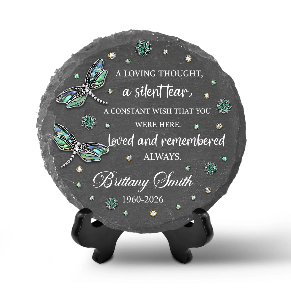 Dragonfly Remembrance - Personalized Stone, Personalized Loss of Mother Gift, In Memory Garden Stone Keepsake