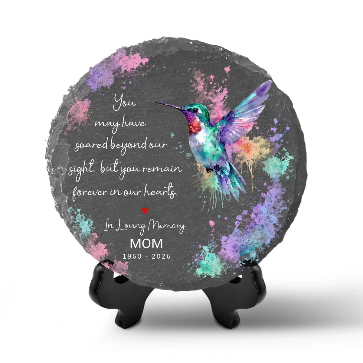 Hummingbird Memorial - Personalized Stone, Sympathy Gift for Loss of Loved One, In Memory Garden Stone Keepsake