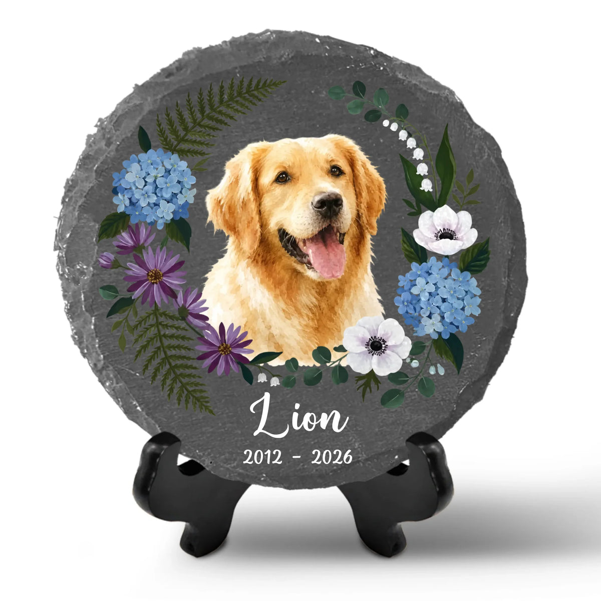 Forever Loved, Forever Missed - Personalized Memorial Stone, Pet Loss Gift, Pet Floral Memorial