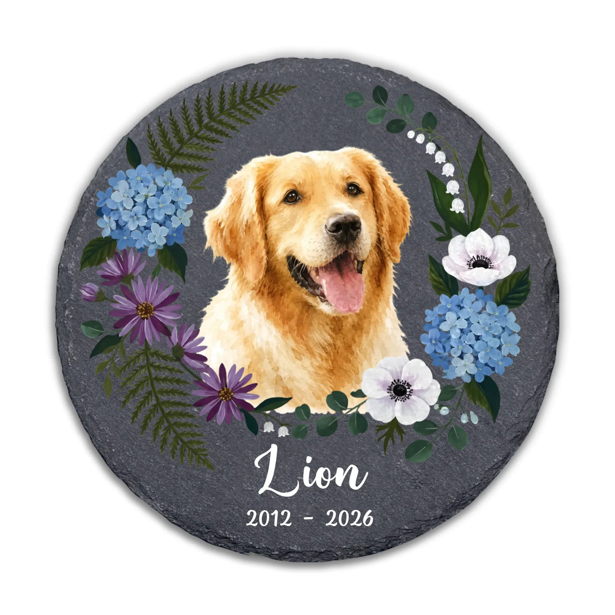 Forever Loved, Forever Missed - Personalized Memorial Stone, Pet Loss Gift, Pet Floral Memorial