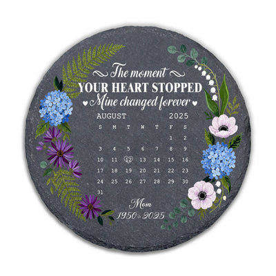 A Date My Heart Will Never Forget - Personalized Stone, Custom Memorial Calendar Garden Stone