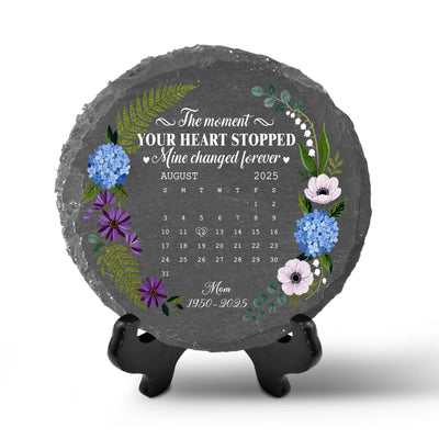 A Date My Heart Will Never Forget - Personalized Stone, Custom Memorial Calendar Garden Stone