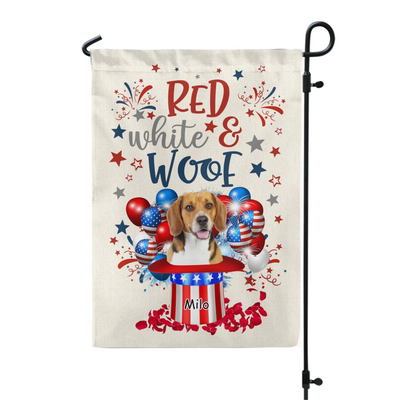 Red White Woof - Personalized Garden Flag, 4th Of July Flag For Dog Lovers