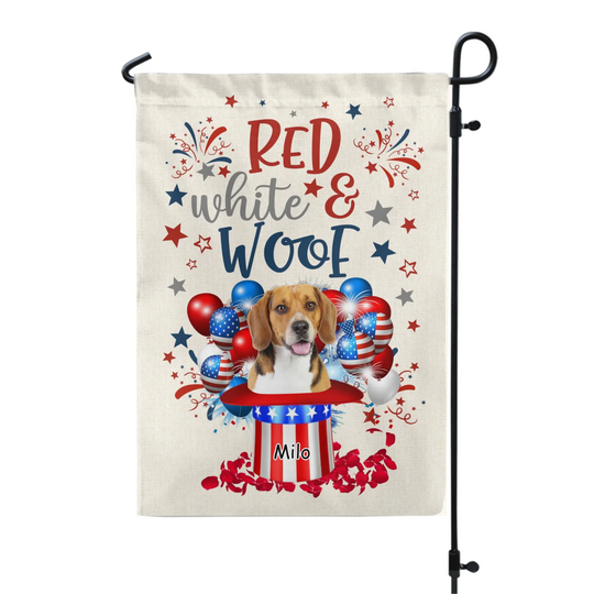 Red White Woof - Personalized Garden Flag, 4th Of July Flag For Dog Lovers