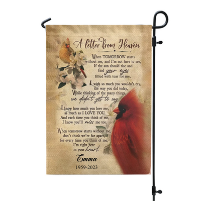 A Letter From Heaven When Tomorrow Starts Without Me - Personalized Garden Flag