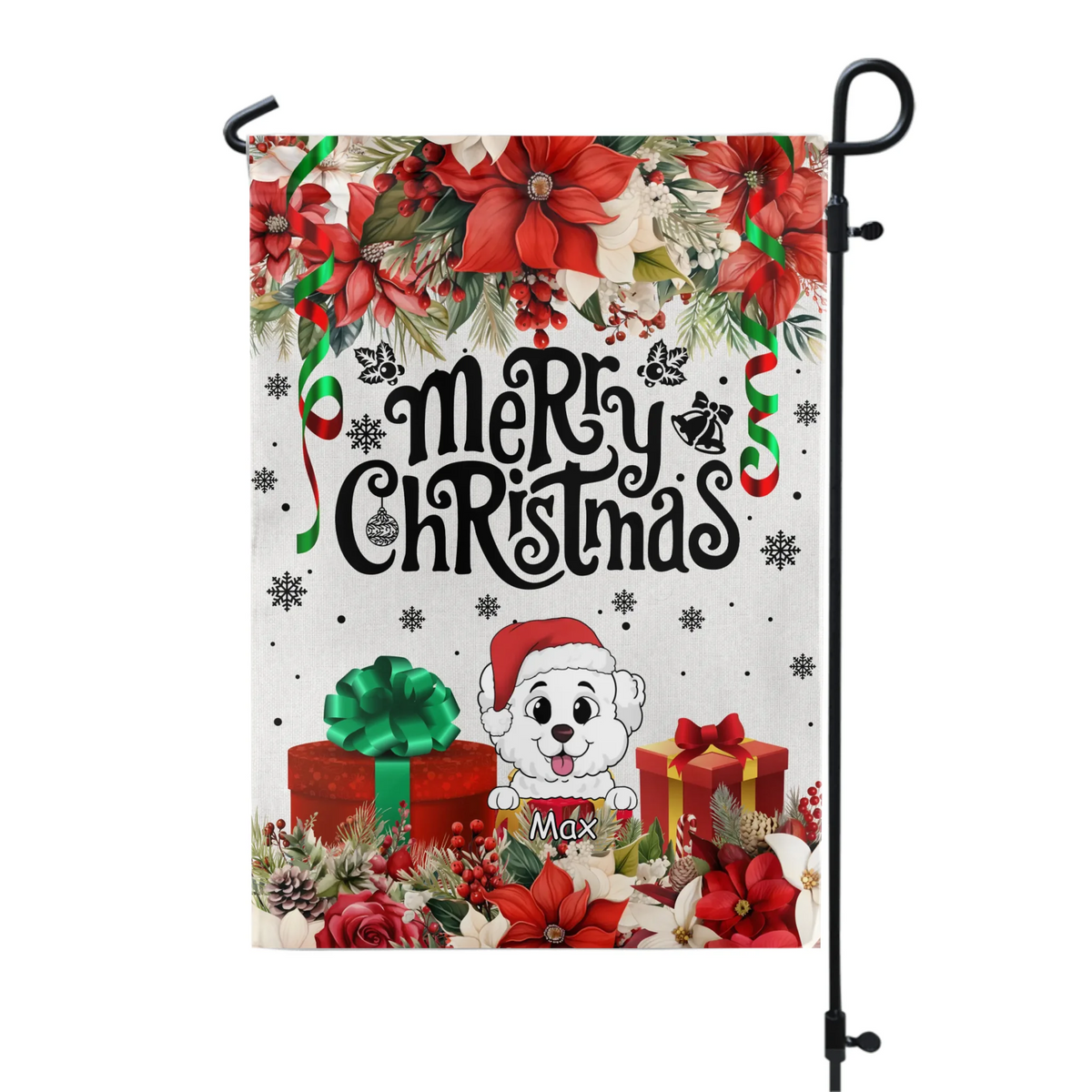 Merry Christmas Dog Flag - Personalized Garden Flag, Christmas Gift For Dog Lovers - GF143