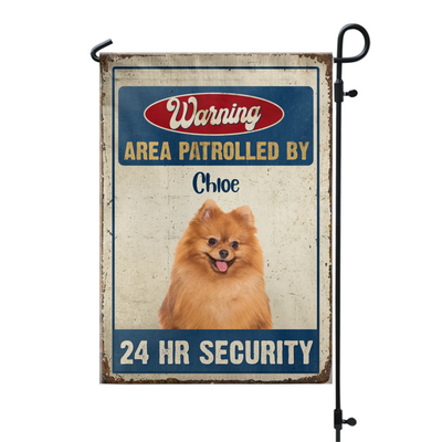 Area Patrolled By 24 Hr Security - Personalized Garden Flag, Gift For Dog Lovers  - GF152