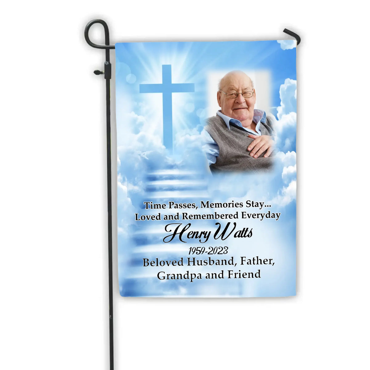 Time Passes Memories Stay - Personalized Garden Flag, Memorial Gift - GF153