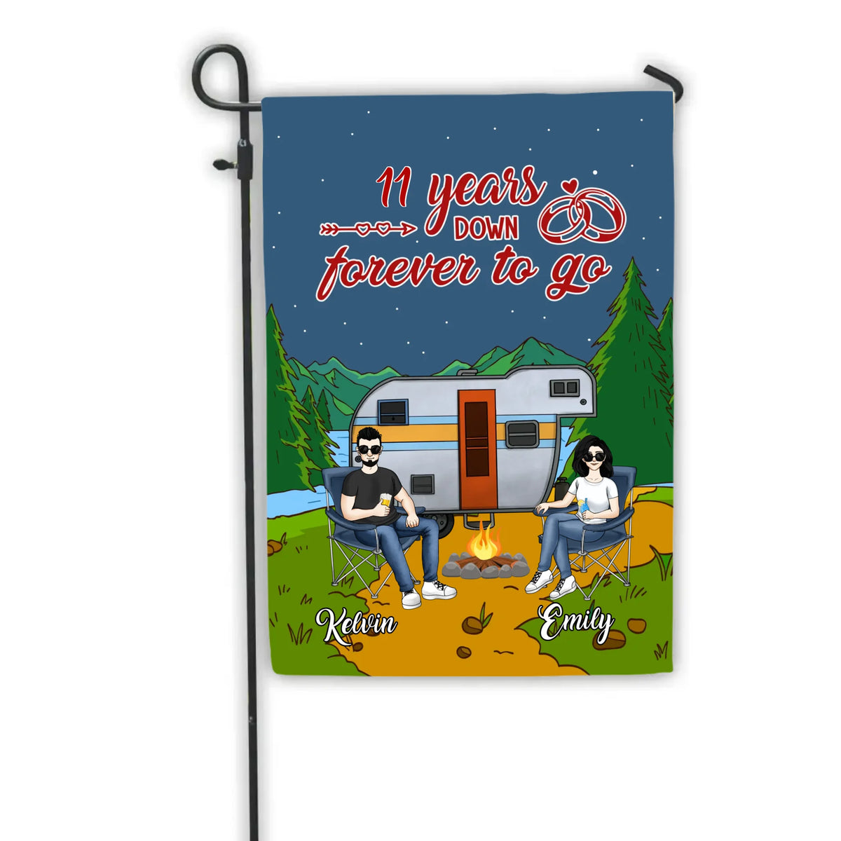 Years Down Forever To Go - Personalized Garden Flag, Camping Gift For Camping Lovers - GF161