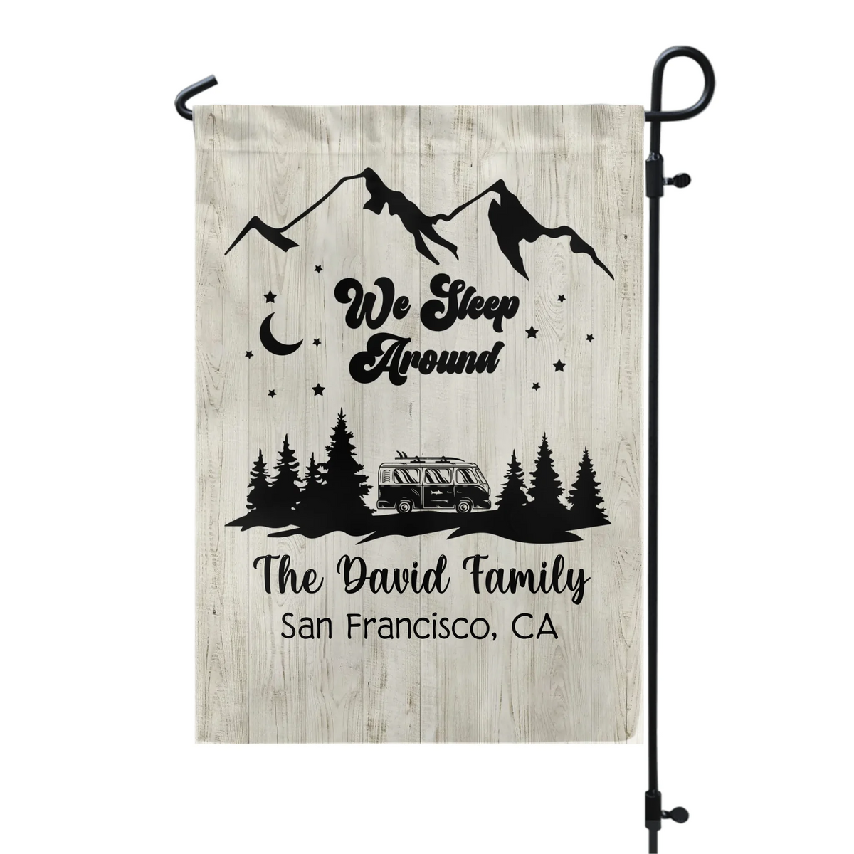 We Sleep Around - Personalized Garden Flag, Gift For Camping Lovers - GF168